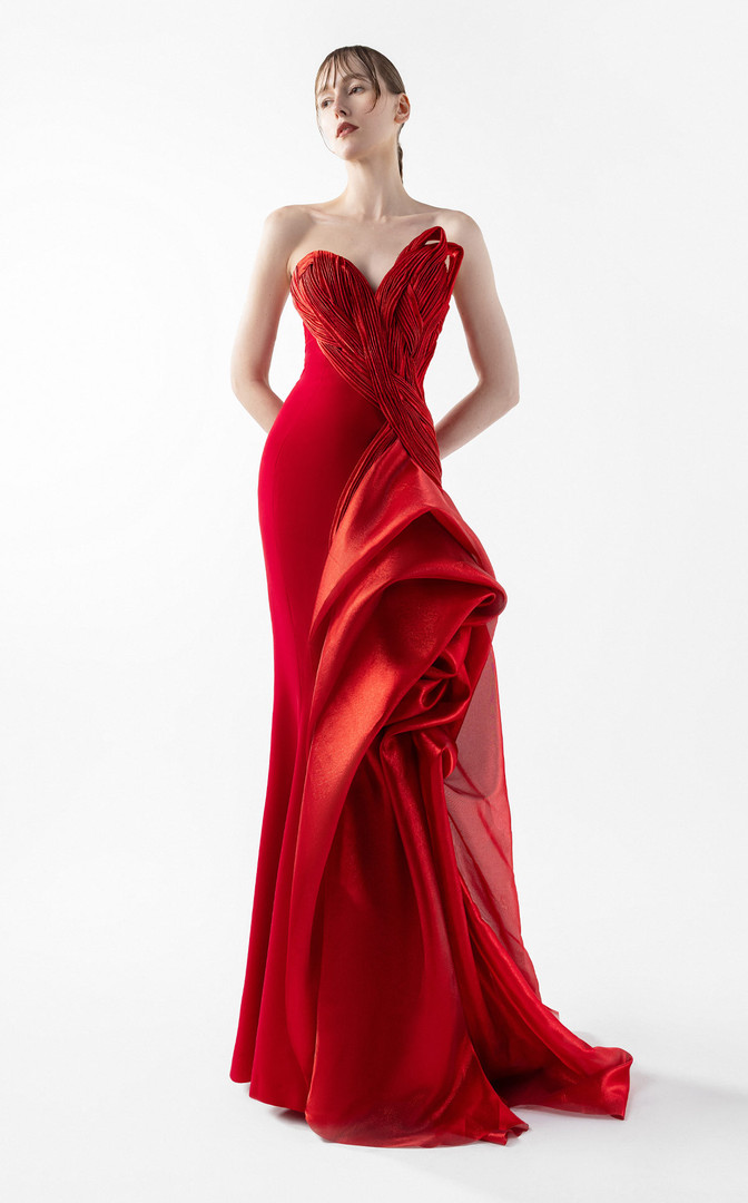 MNM Couture G2006 Crepe Sweetheart Neck Strapless Long Gown