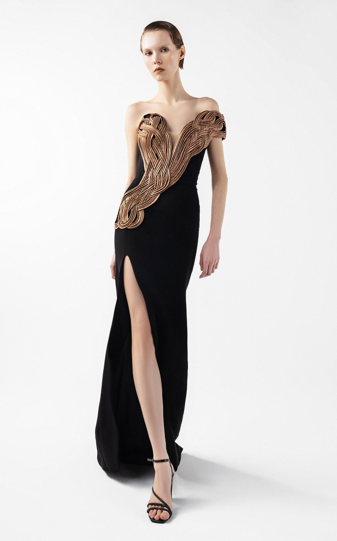 MNM Couture G2043 Crepe Off-shoulder Strapless Long Gown