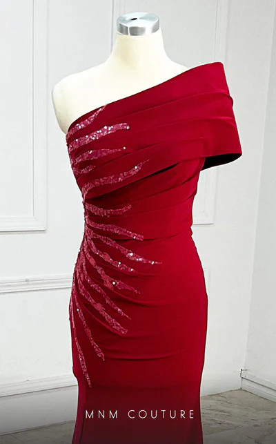 MNM Couture K4141 Asymmetric Neck One Shoulder Long Gown