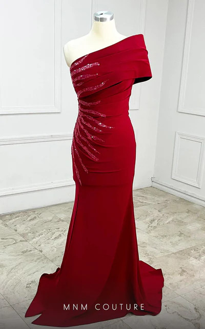 MNM Couture K4141 Asymmetric Neck One Shoulder Long Gown