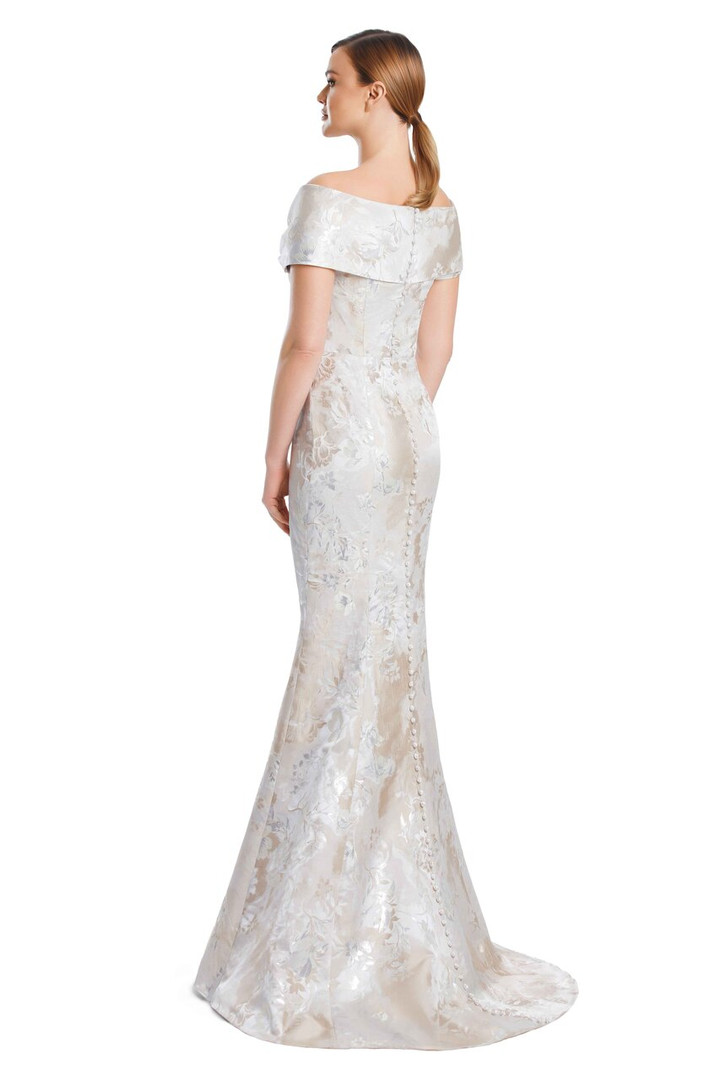 Alexander by Daymor 3203 Brocade Off Shoulder Collar Gown