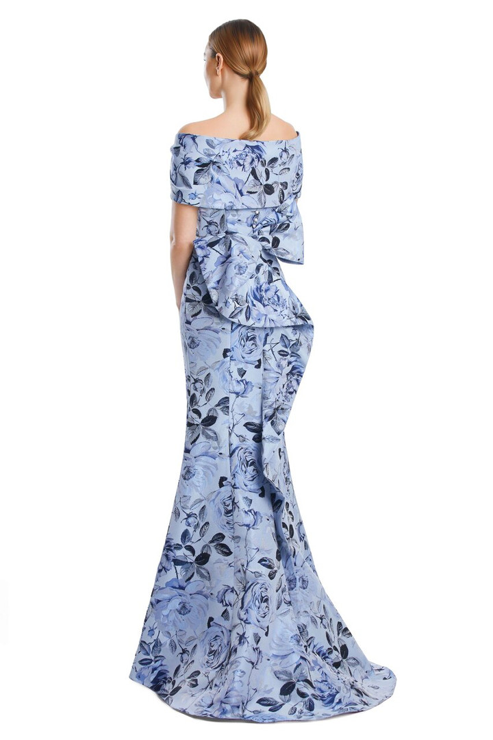 Alexander by Daymor 3206 Brocade Draped Bustier Long Gown