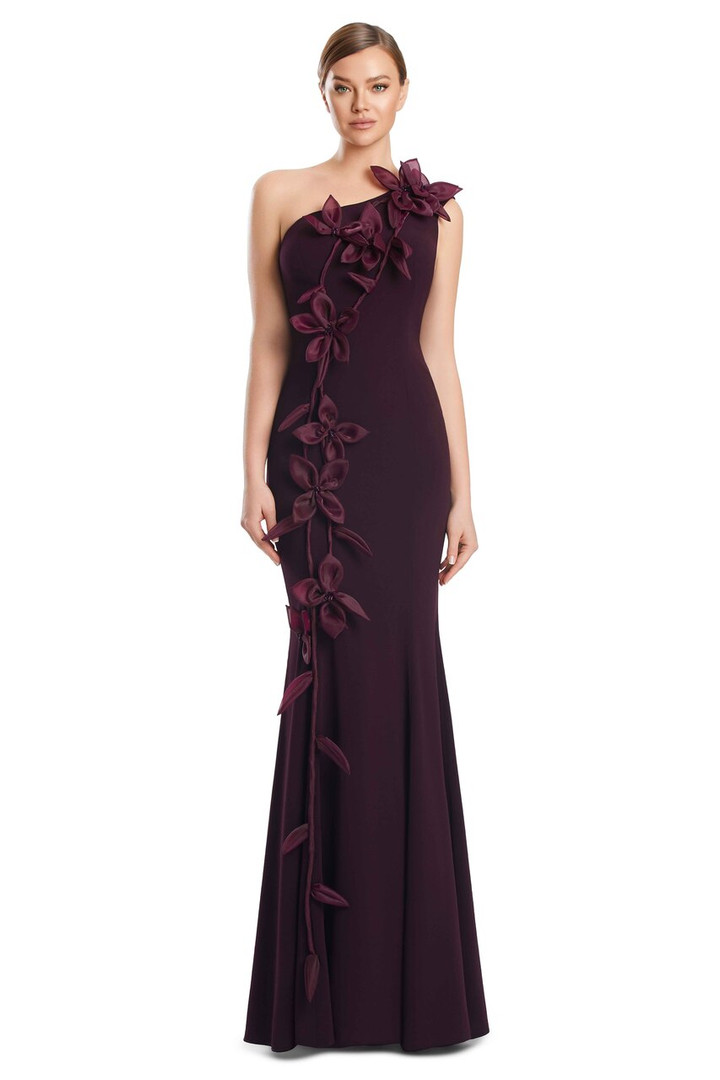 Alexander by Daymor 3208 Crepe 3D Organza Flowers Long Gown