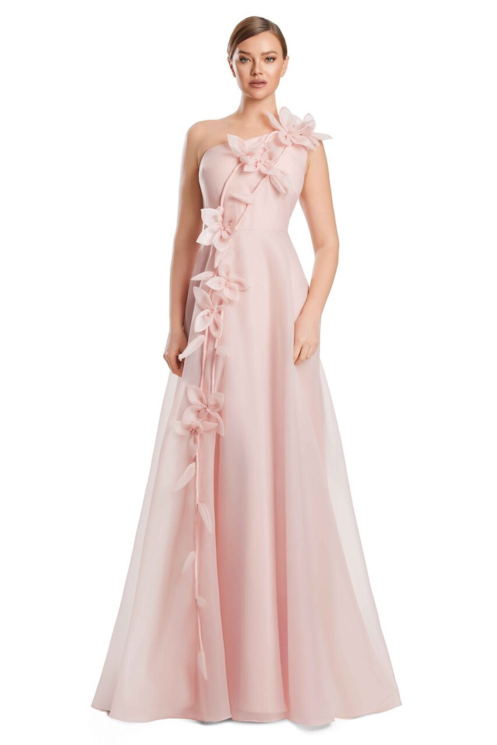 Alexander by Daymor 3209 Organza 3D Flower One Shoulder Gown
