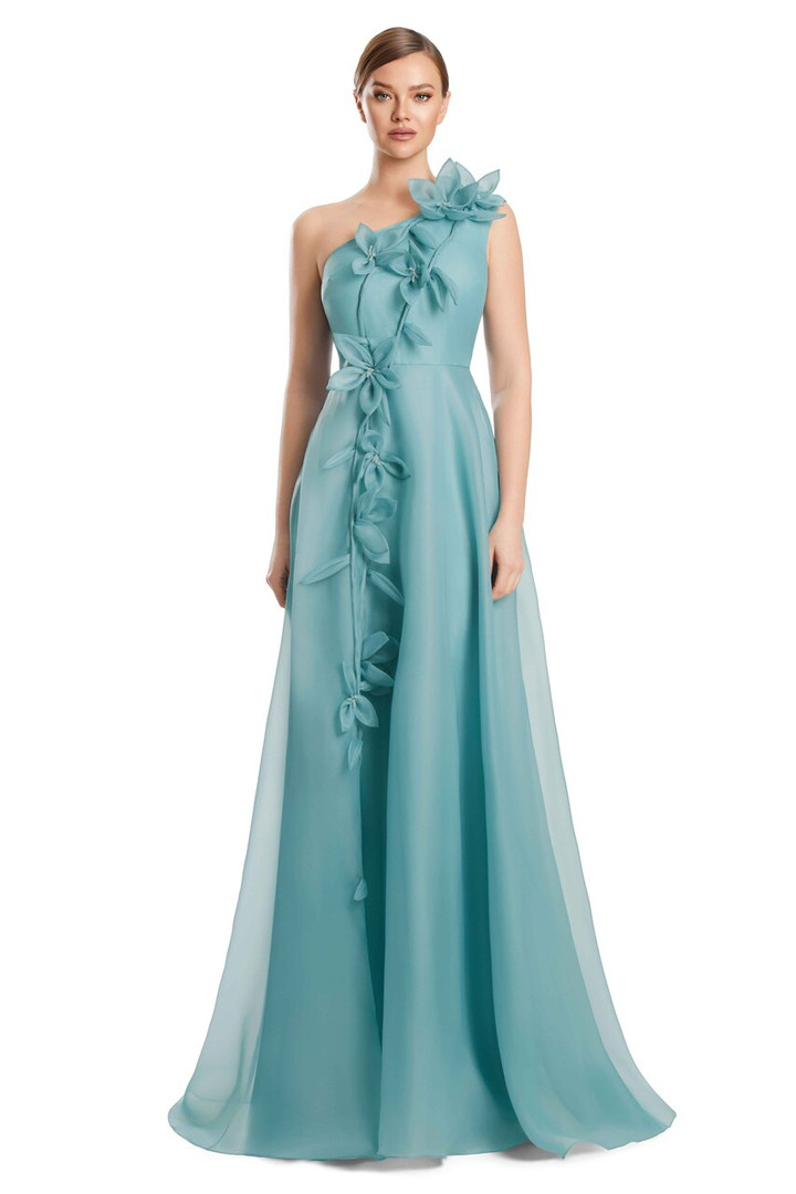 Alexander by Daymor 3209 Organza 3D Flower One Shoulder Gown