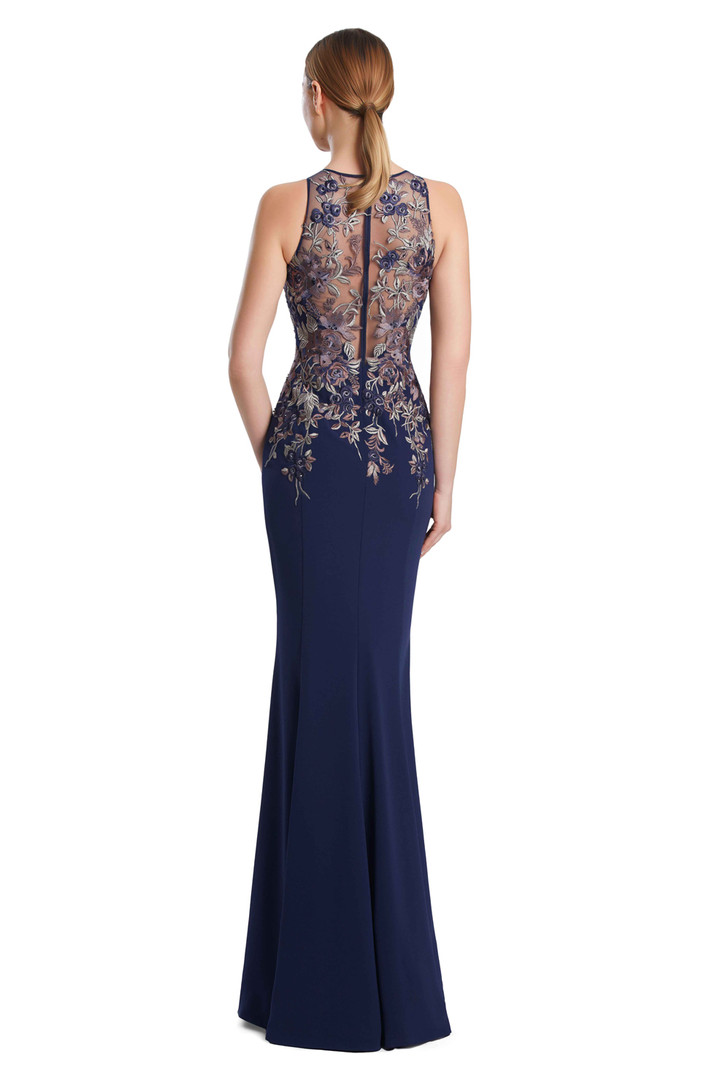 Alexander by Daymor 3211 Guipure Lace Crepe Halter Neck Gown