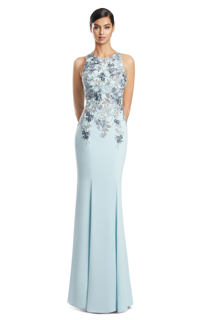 Alexander by Daymor 3211 Guipure Lace Crepe Halter Neck Gown