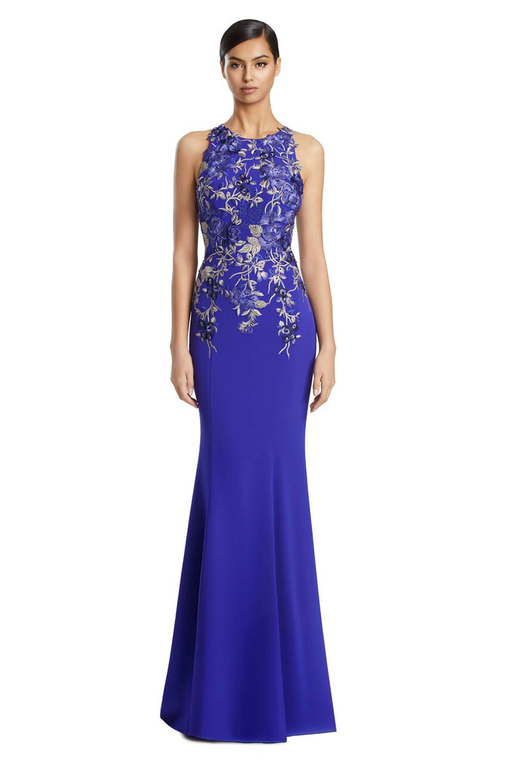 Alexander by Daymor 3211 Guipure Lace Crepe Halter Neck Gown