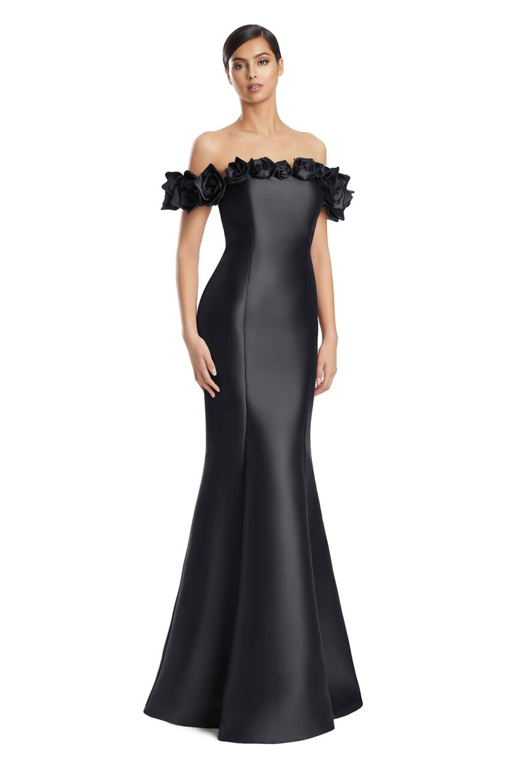 Alexander by Daymor 3217 Satin Twill Off Shoulder Long Gown