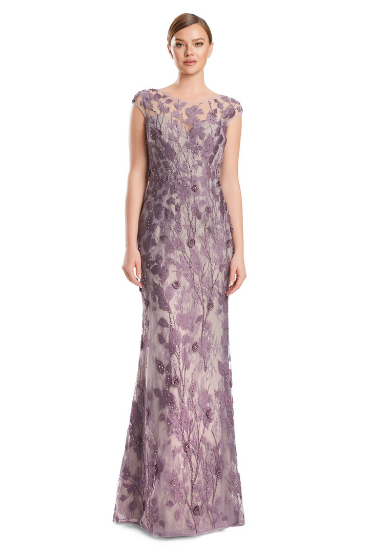 Alexander by Daymor 3219 3D Applique Lace Cap Sleeve Gown