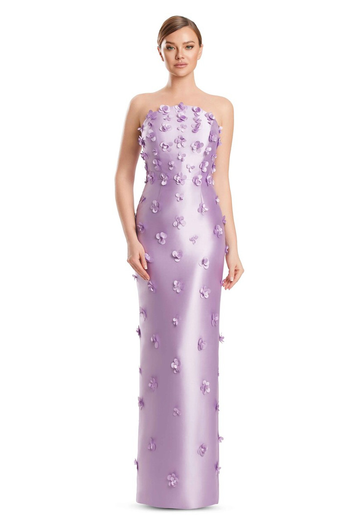 Alexander by Daymor 3220 Satin Twill 3D Flowers Bustier Gown