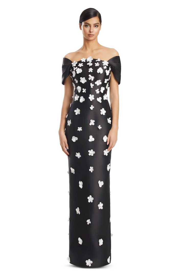 Alexander by Daymor 3220 Satin Twill 3D Flowers Bustier Gown