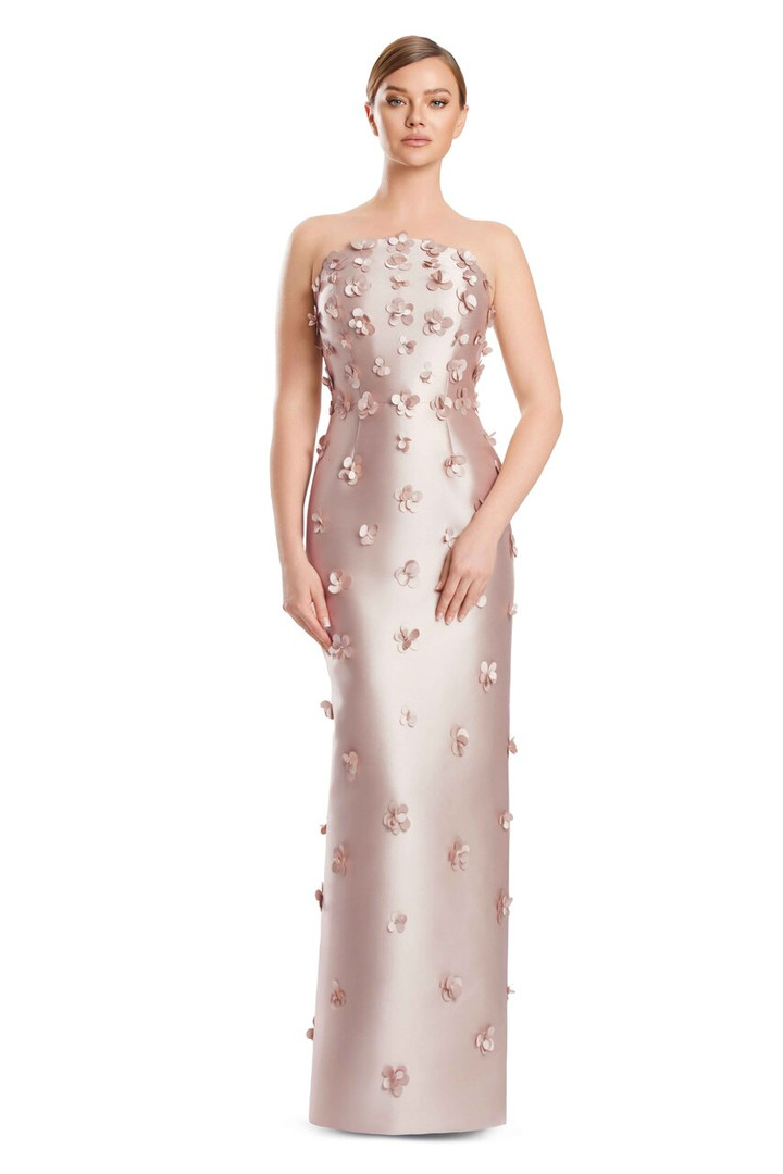 Alexander by Daymor 3220 Satin Twill 3D Flowers Bustier Gown