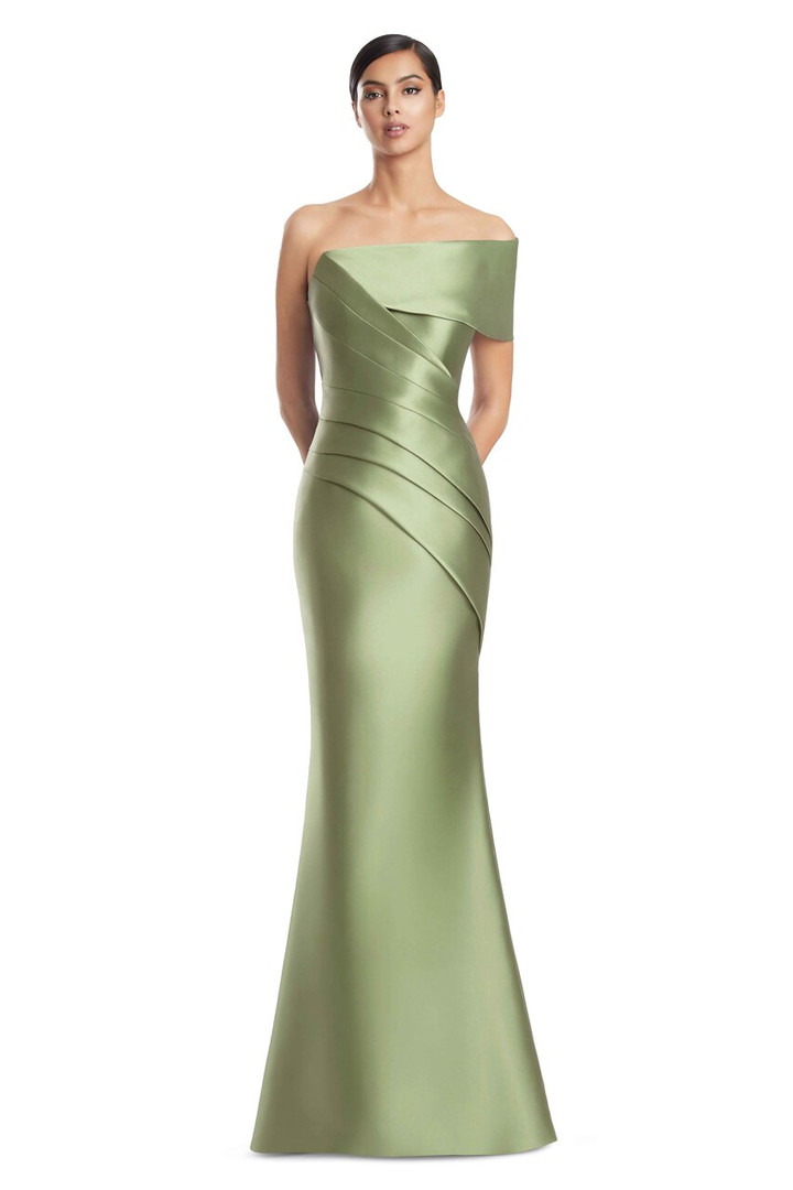 Alexander by Daymor 3232 Satin Twill Asymmetrical Neck Gown
