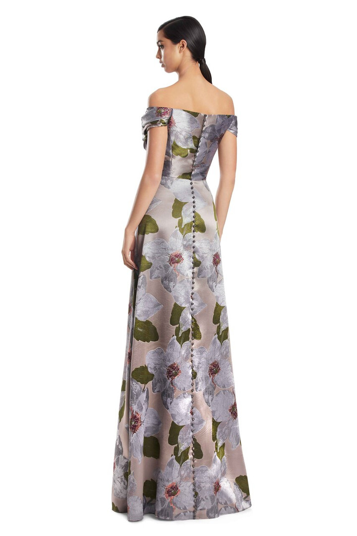 Alexander by Daymor 3247 Brocade Draped Off Shoulder Gown