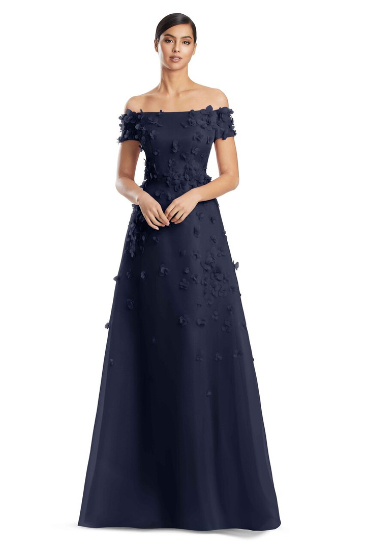 Alexander by Daymor 3253 Organza Off Shoulder Sleeve Gown
