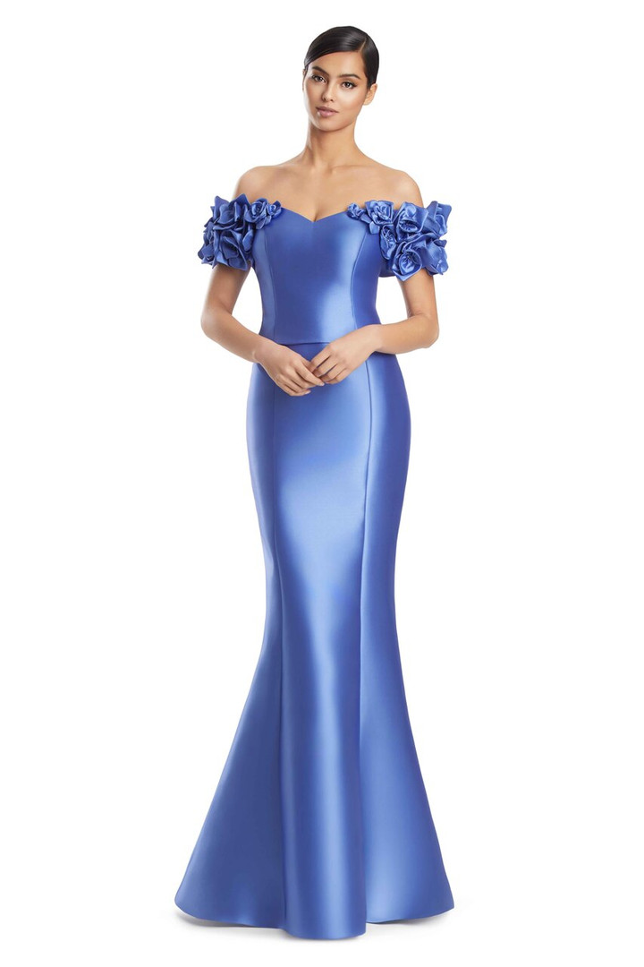 Alexander by Daymor 3254 Satin Twill Off Shoulder Long Gown