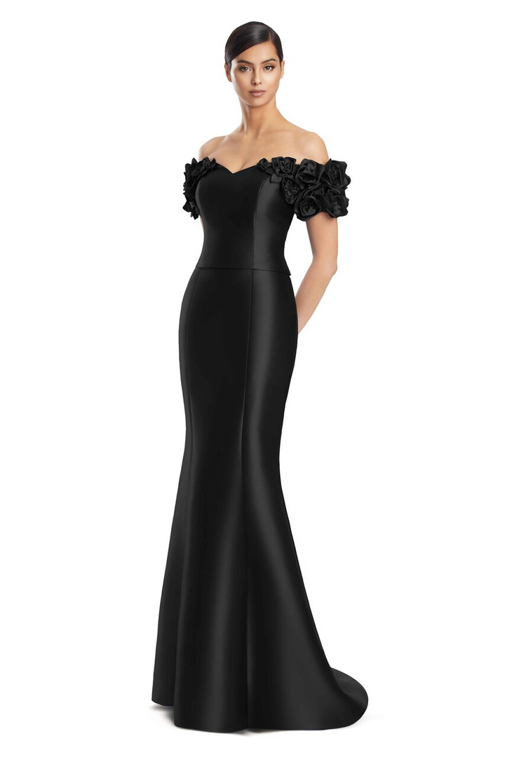 Alexander by Daymor 3254 Satin Twill Off Shoulder Long Gown