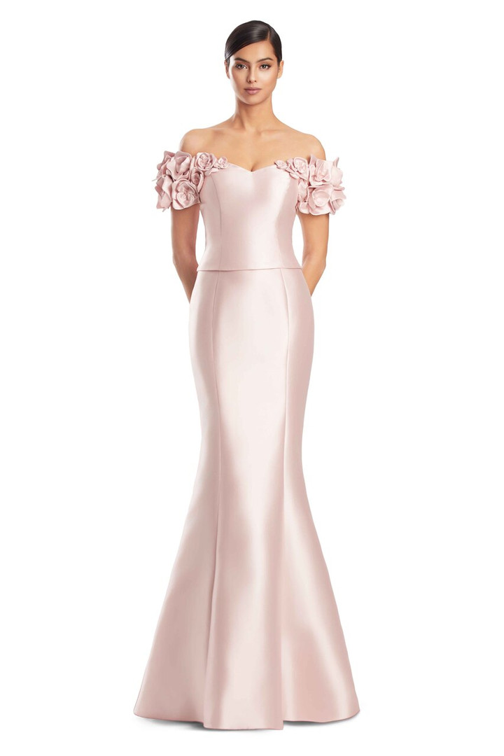 Alexander by Daymor 3254 Satin Twill Off Shoulder Long Gown