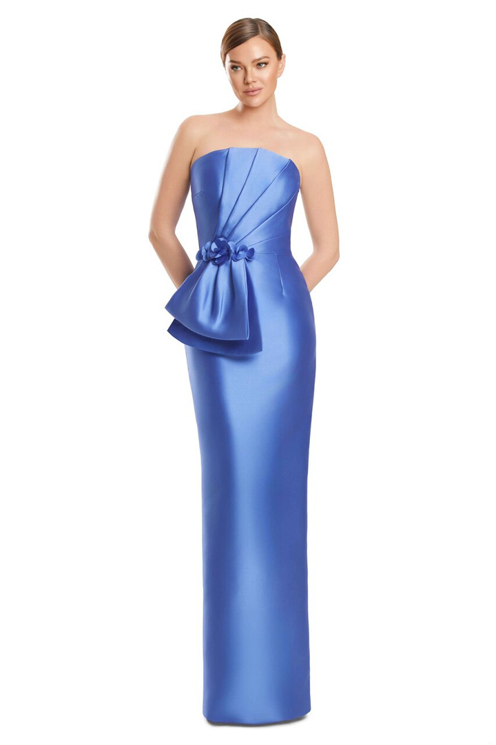 Alexander by Daymor 3271 Satin Twill Pleated Bodice Gown