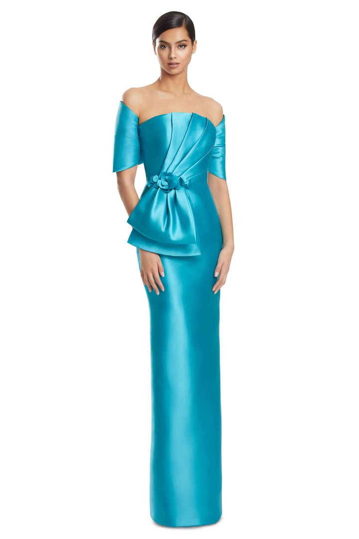 Alexander by Daymor 3271 Satin Twill Pleated Bodice Gown