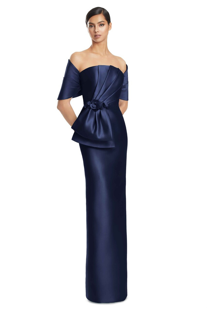 Alexander by Daymor 3271 Satin Twill Pleated Bodice Gown