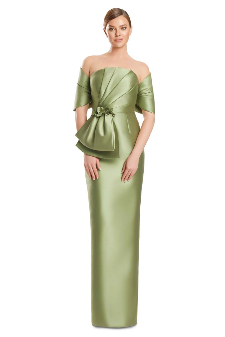 Alexander by Daymor 3271 Satin Twill Pleated Bodice Gown