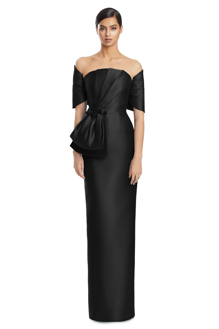 Alexander by Daymor 3271 Satin Twill Pleated Bodice Gown