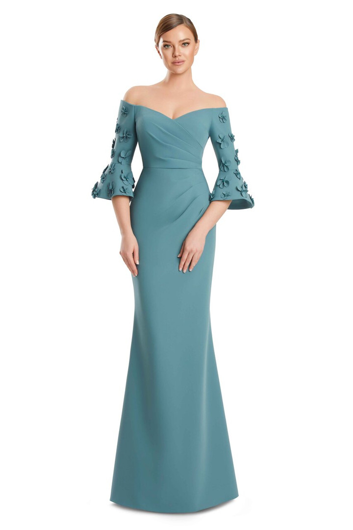 Alexander by Daymor 3273 Crepe Jersey Bell Sleeves Long Gown