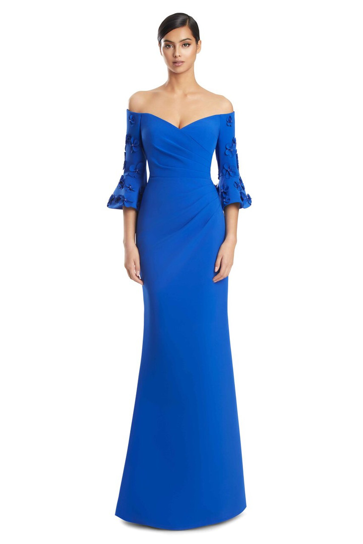 Alexander by Daymor 3273 Crepe Jersey Bell Sleeves Long Gown