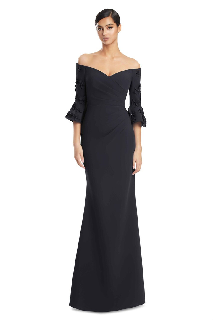 Alexander by Daymor 3273 Crepe Jersey Bell Sleeves Long Gown