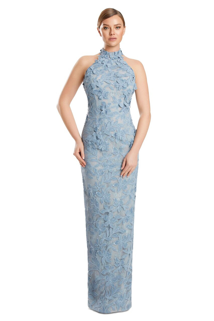 Alexander by Daymor 3277 3D Flower Lace Halter Neck Gown