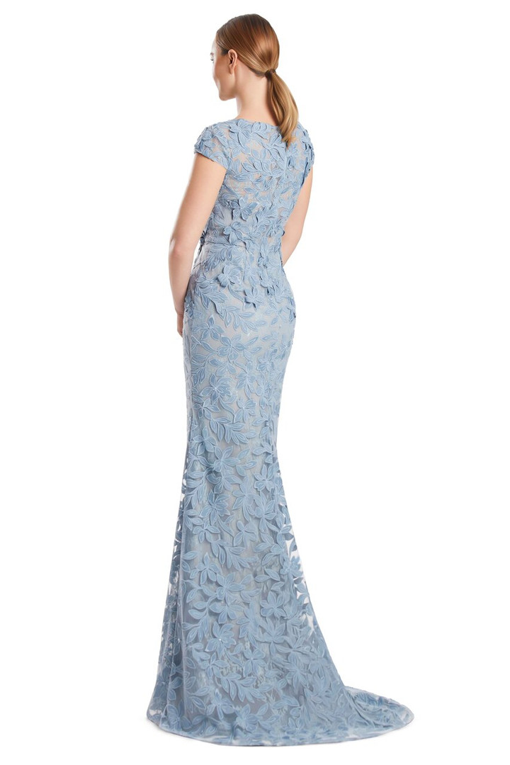 Alexander by Daymor 3279 3D Flower Lace Cap Sleeves Gown