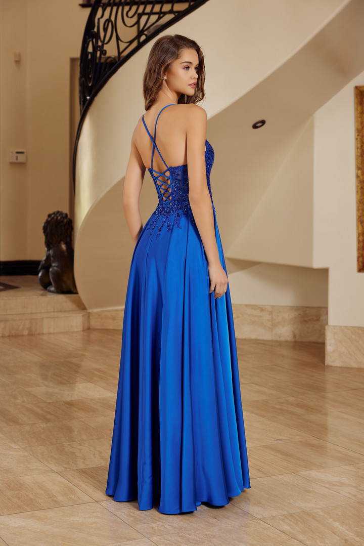 Nox Anabel A1725 Stretch Satin Spaghetti Straps Prom Dress