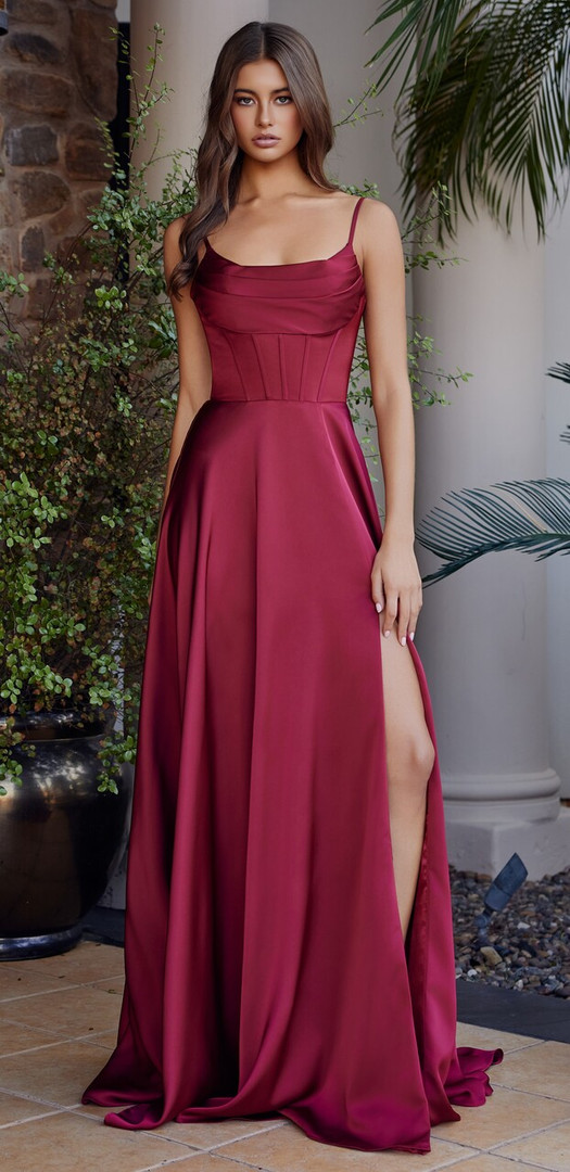 Nox Anabel A1744 Stretch Satin Scoop Neck Strapless Dress