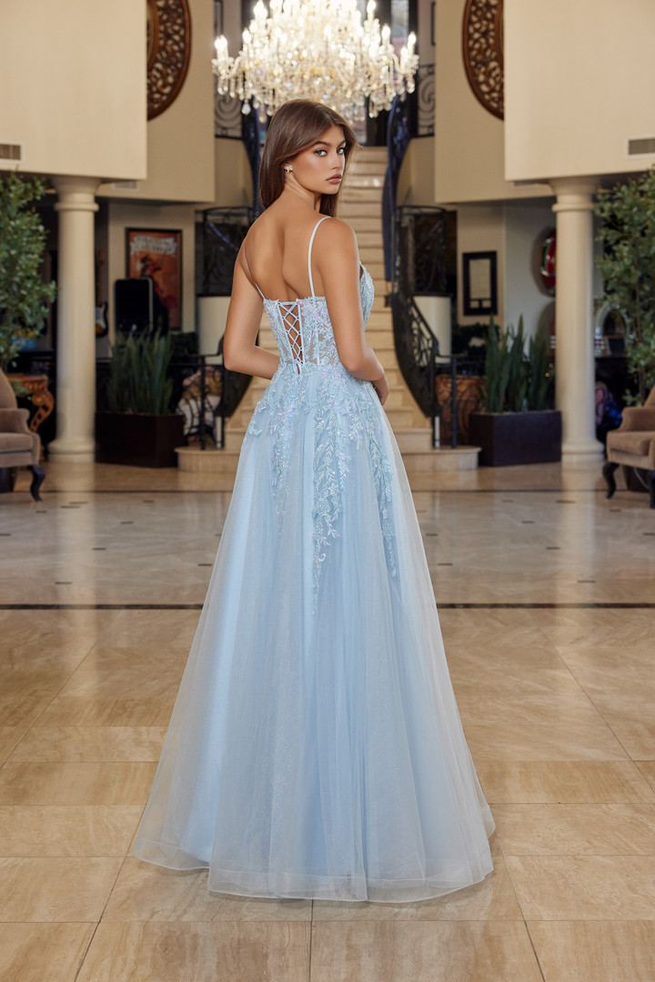 Nox Anabel H1886 Embroidery Scoop Neck Thin Straps Gown