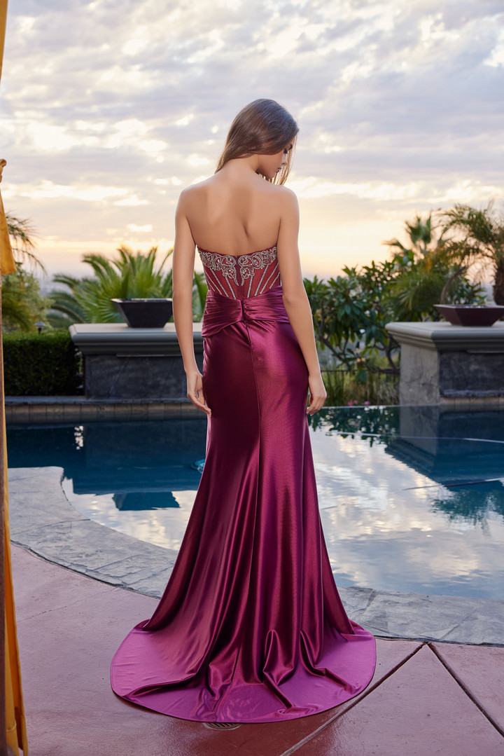 Nox Anabel L1771 Scoop Neck Adorned Beaded Strapless Gown