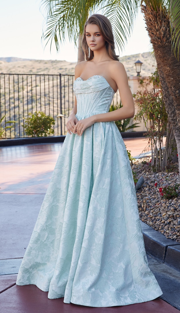 Nox Anabel T1912 Jacquard Sweetheart Neck Strapless Gown
