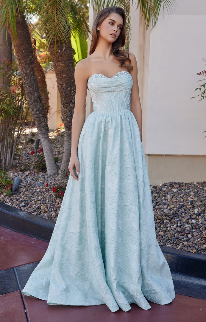 Nox Anabel T1912 Jacquard Sweetheart Neck Strapless Gown