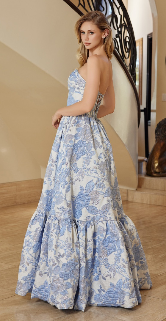 Nox Anabel T1923 Jacquard Semi-sweetheart Bust Ball Gown