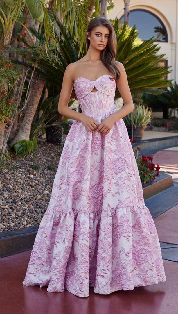 Nox Anabel T1923 Jacquard Semi-sweetheart Bust Ball Gown