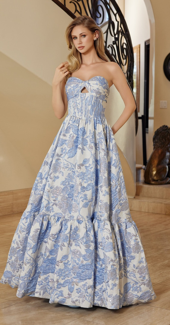 Nox Anabel T1923 Jacquard Semi-sweetheart Bust Ball Gown