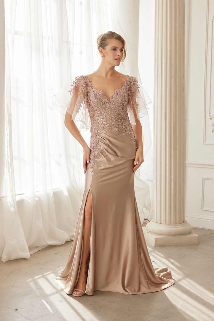 Nox Anabel ME148 Embroidered Sweetheart Neckline Long Gown