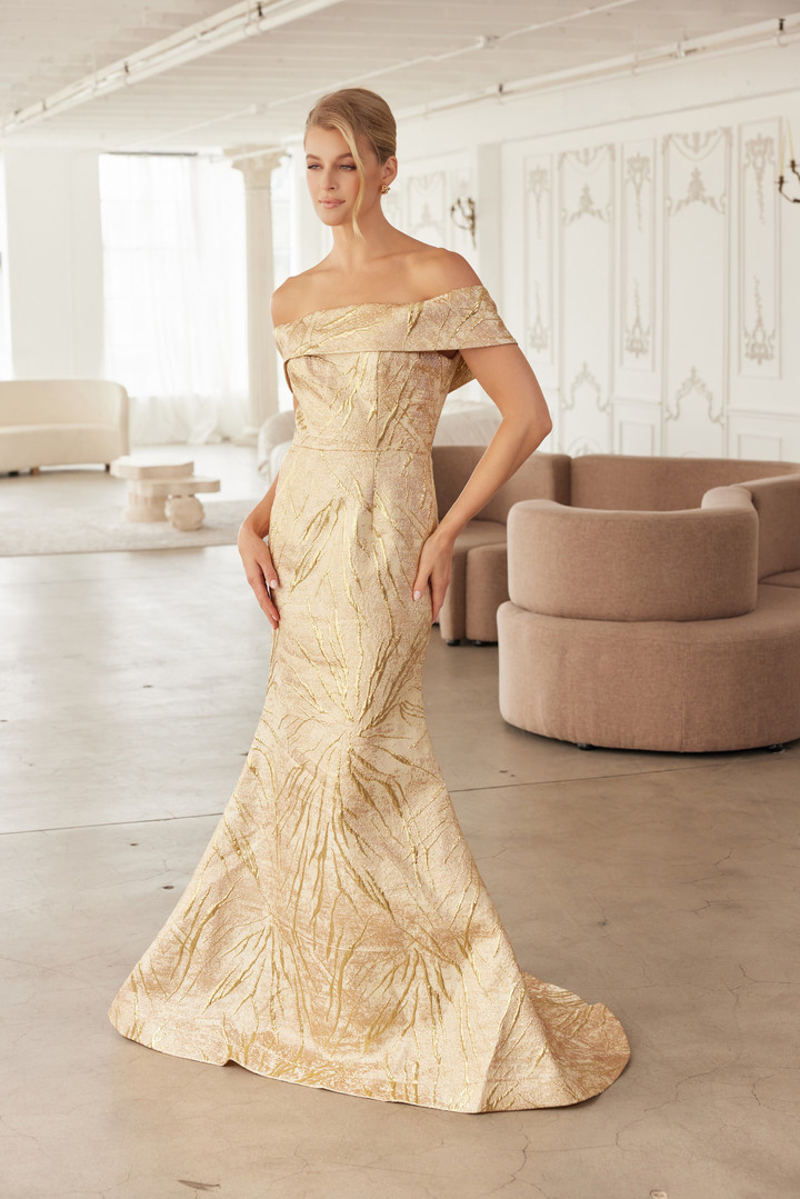 Nox Anabel MJ144 Off Shoulder Folded Neckline Trumpet Gown