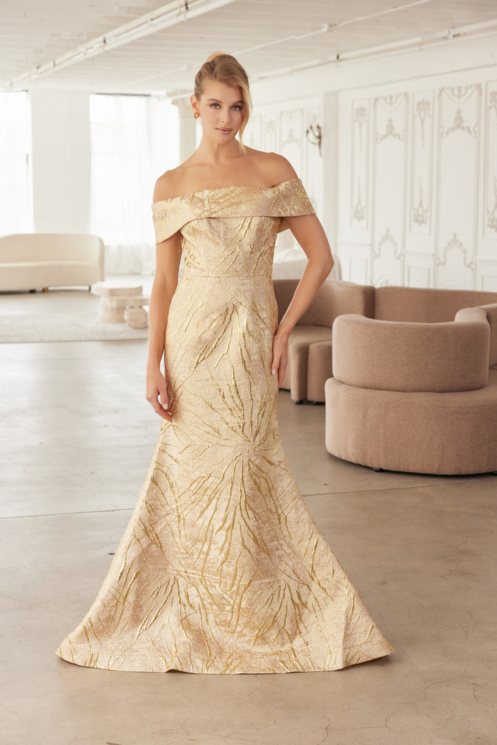 Nox Anabel MJ144 Off Shoulder Folded Neckline Trumpet Gown