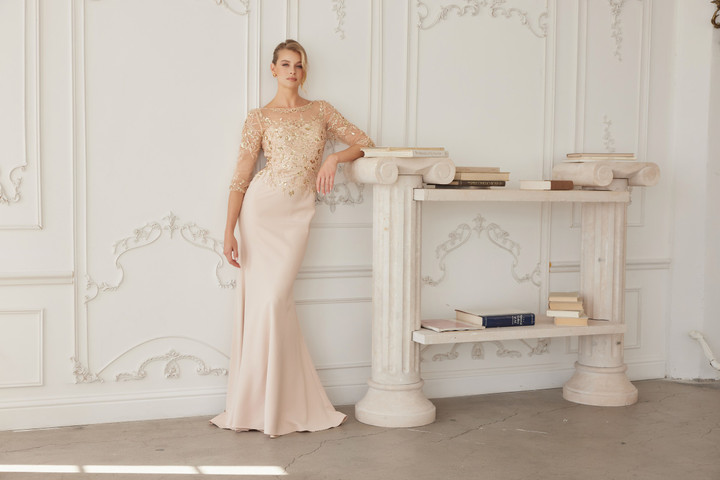 Nox Anabel MH159 Sequined Embroidered Quarter Sleeves Dress