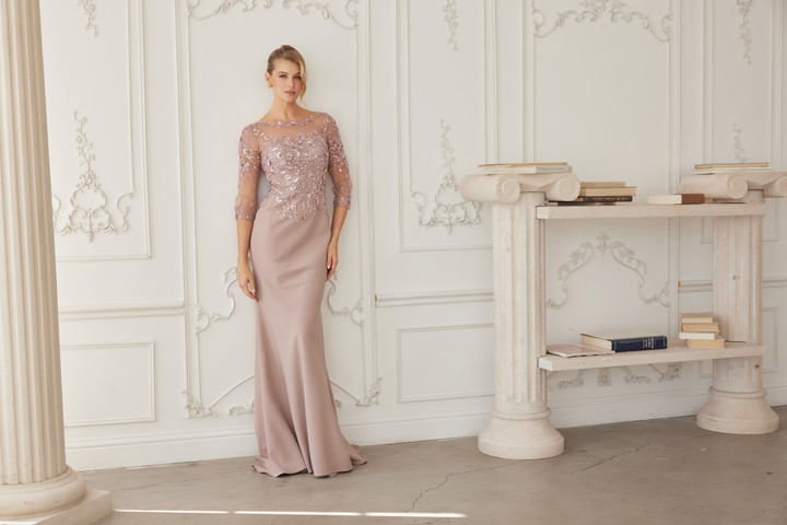 Nox Anabel MH159 Sequined Embroidered Quarter Sleeves Dress