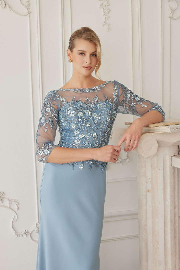 Nox Anabel MH159 Sequined Embroidered Quarter Sleeves Dress
