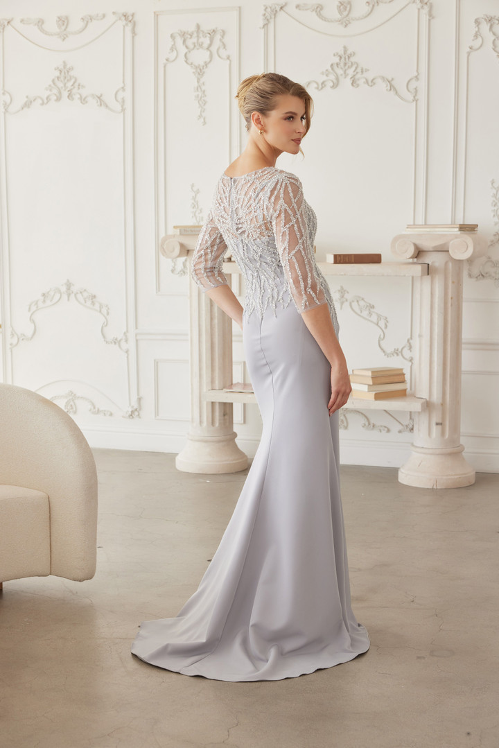 Nox Anabel MH161 Fully Beaded Quarter Sleeves V-neck Gown