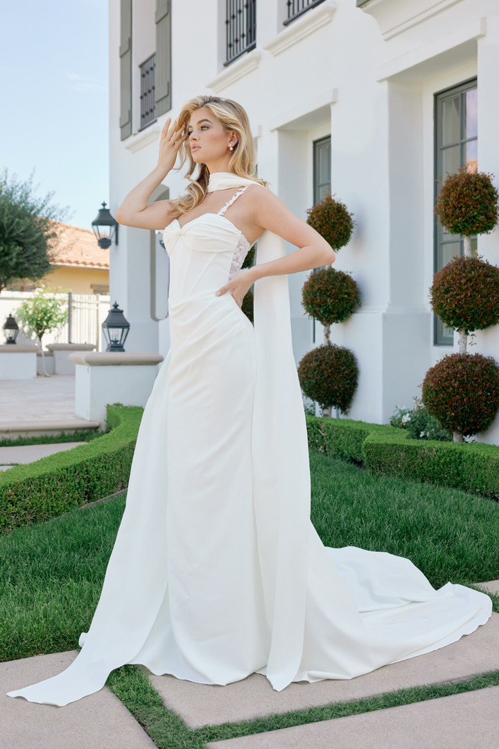 Nox Anabel JE1079 Lace Overlay Floral Straps Sweetheart Gown